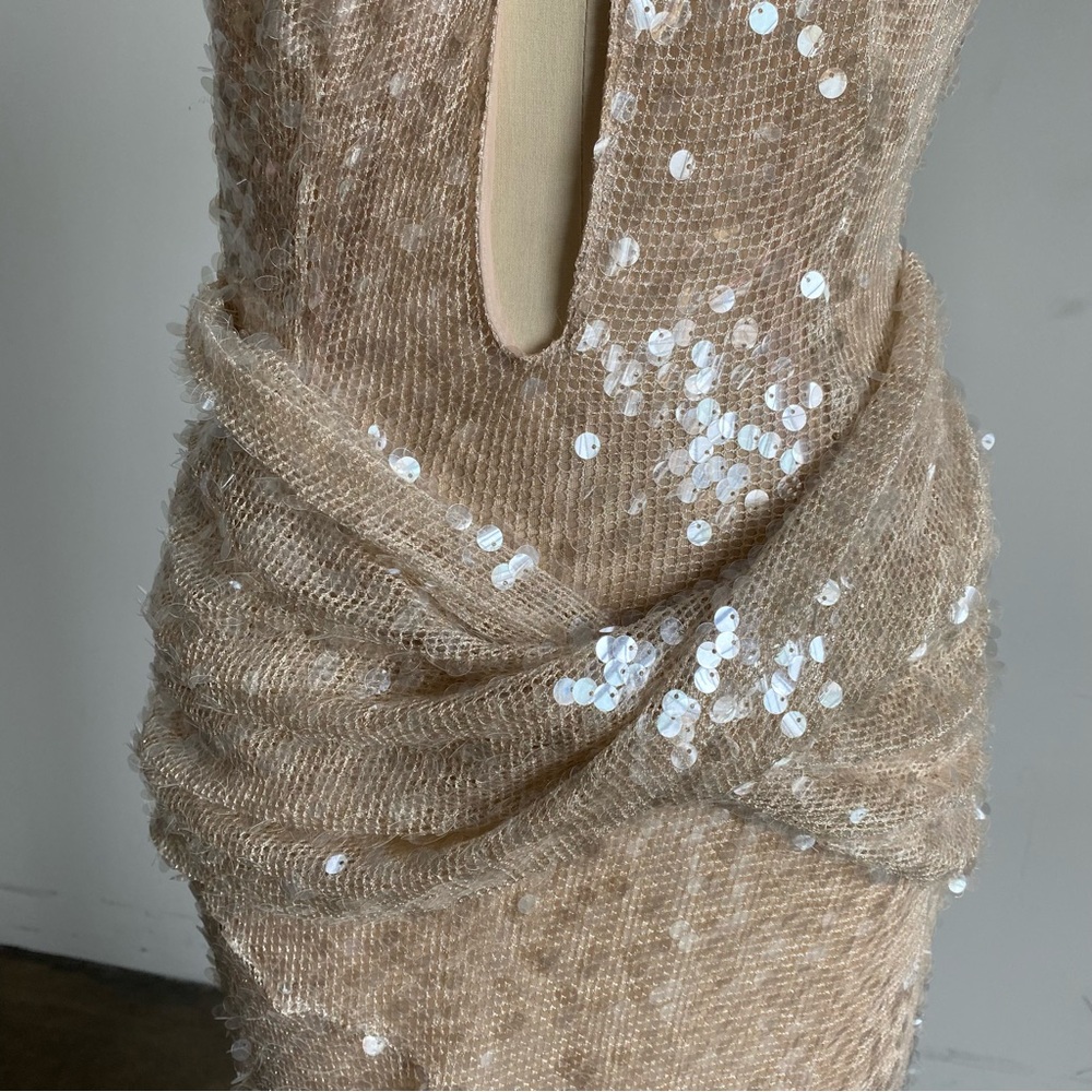 $349 NWT Nude For Love And Lemons “Sydney” Sequin Maxi Dress Sz Small - Picture 9 of 16